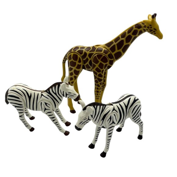 Playmobil Giraffe & Zebra Animal Figures 3226721 Toy Set Brown & White Plastic - Picture 1 of 4